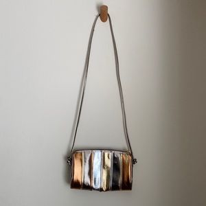 Vintage Striped Mixed Metals Crossbody Bag